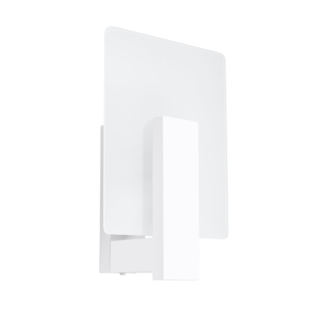 Applique Lappo bois blanc, plaque de verre opale et barre de bois