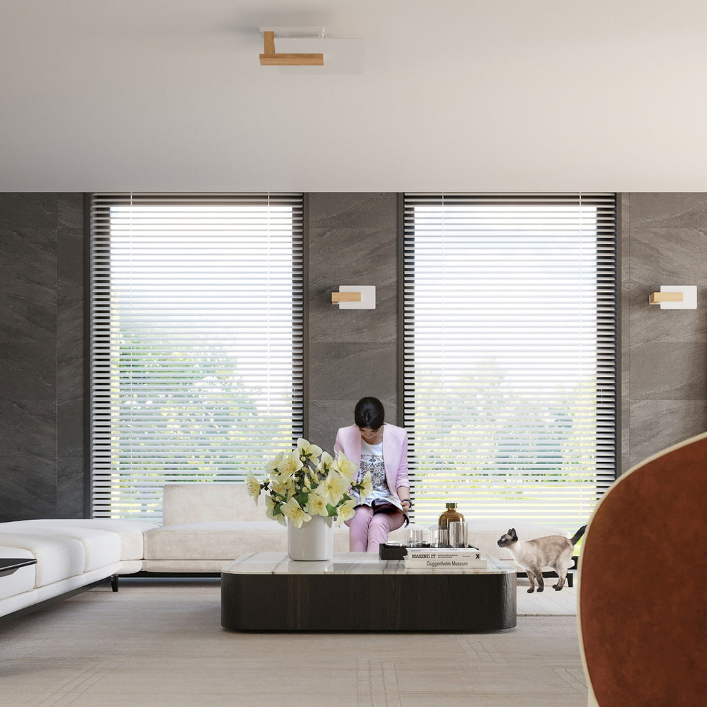 Applique Lappo bois naturel en situation sur un mur