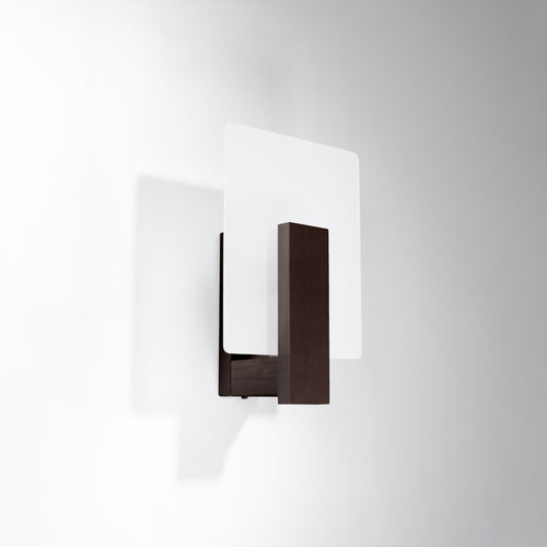 Applique Lappo bois wengé de trois quarts, bois et verre