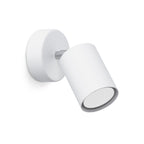Applique Lemmi acier blanc, spot cylindrique orientable GU10 sur base ronde