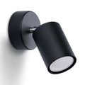 Applique Lemmi acier noir, spot cylindrique orientable GU10 sur base ronde