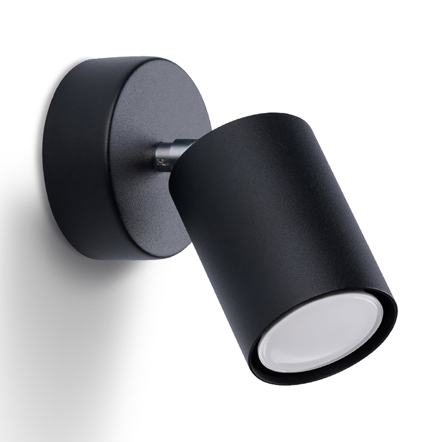 Applique Lemmi acier noir, spot cylindrique orientable GU10 sur base ronde