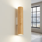 Applique Lino tube bois naturel GU10, en éclairage