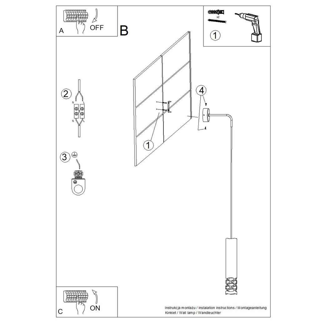 Notice de montage : Applique Liro tube ajouré acier blanc GU10