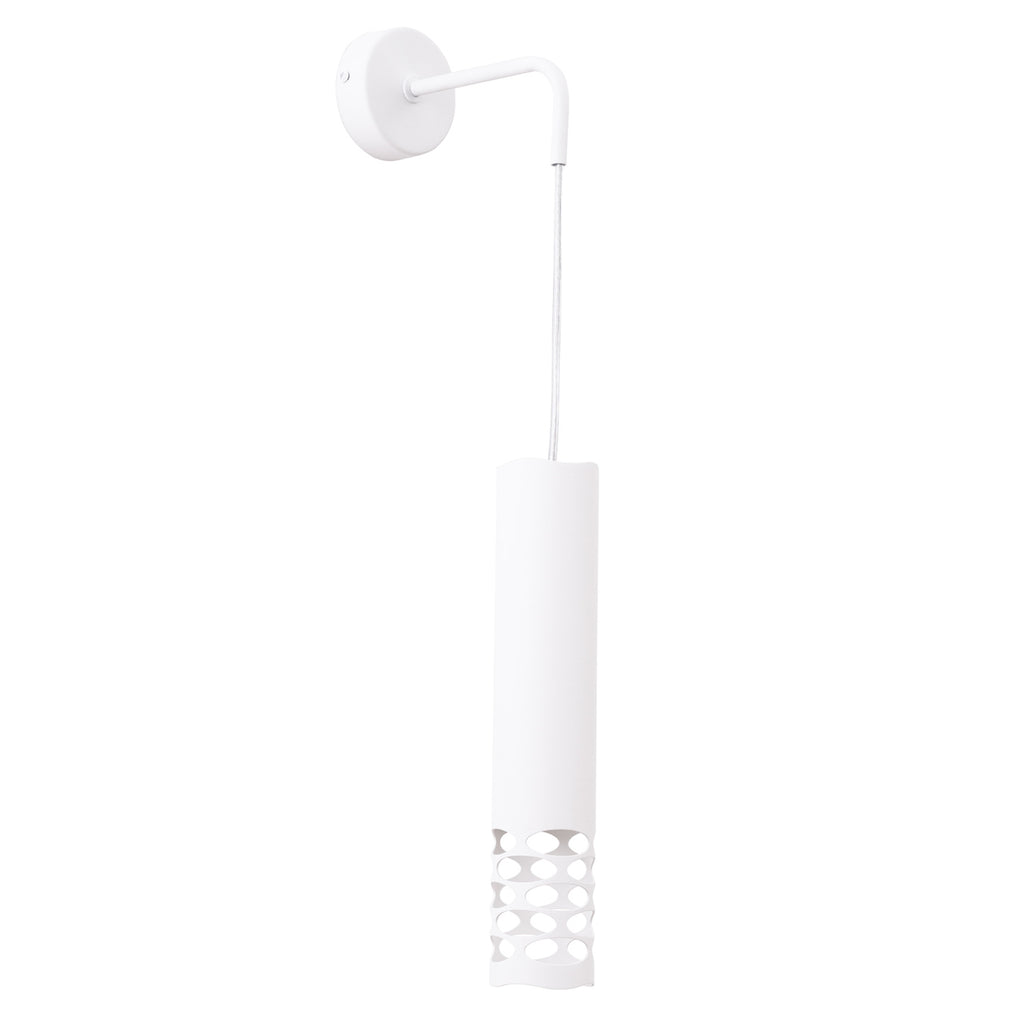 Applique Liro tube ajouré acier blanc GU10, tube d'acier blanc ajouré