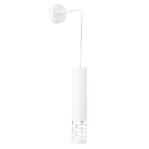 Applique Liro tube ajouré acier blanc GU10, tube d'acier blanc ajouré