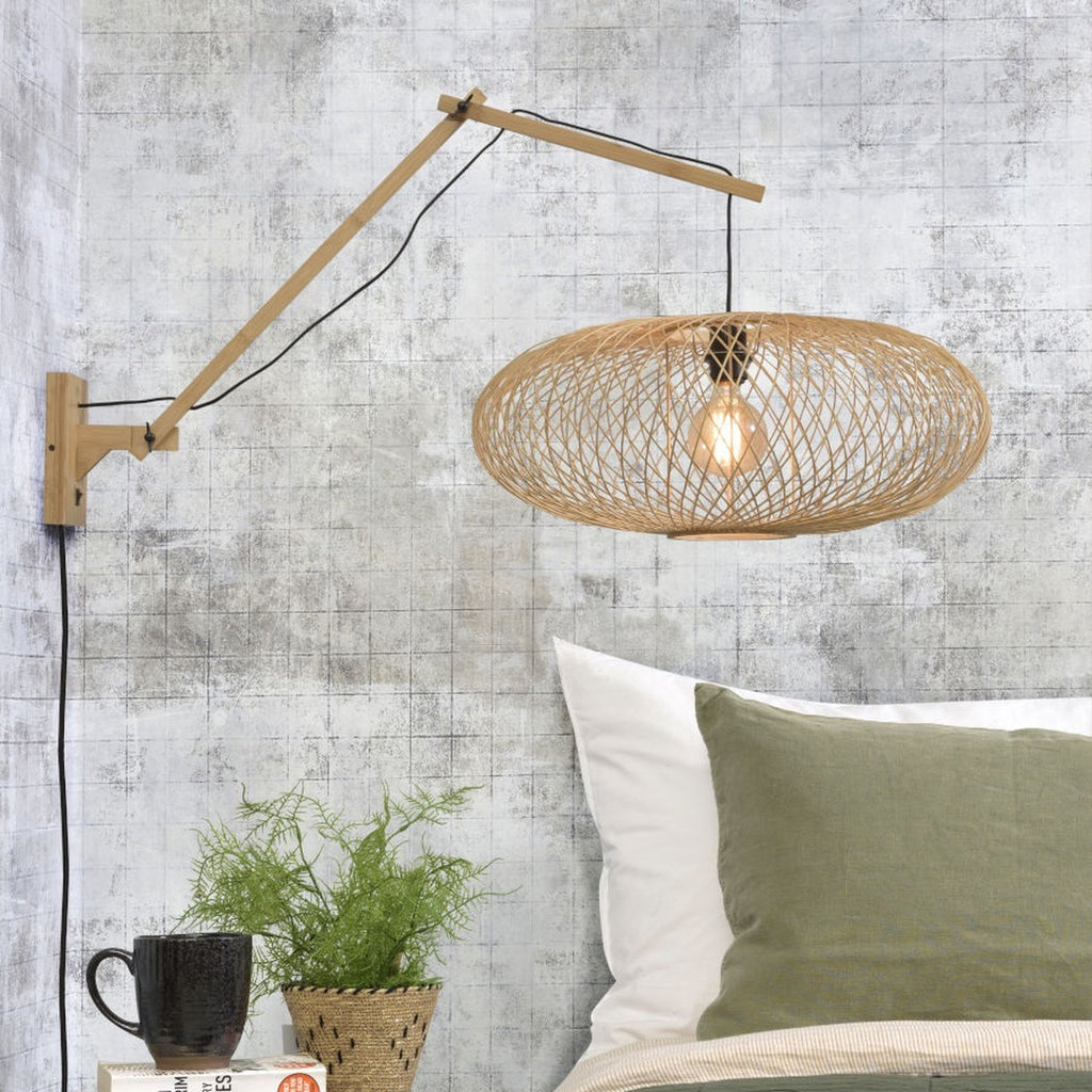 Applique liseuse Cango bras long abat-jour naturel ellipse 60 cm E27, vue 2