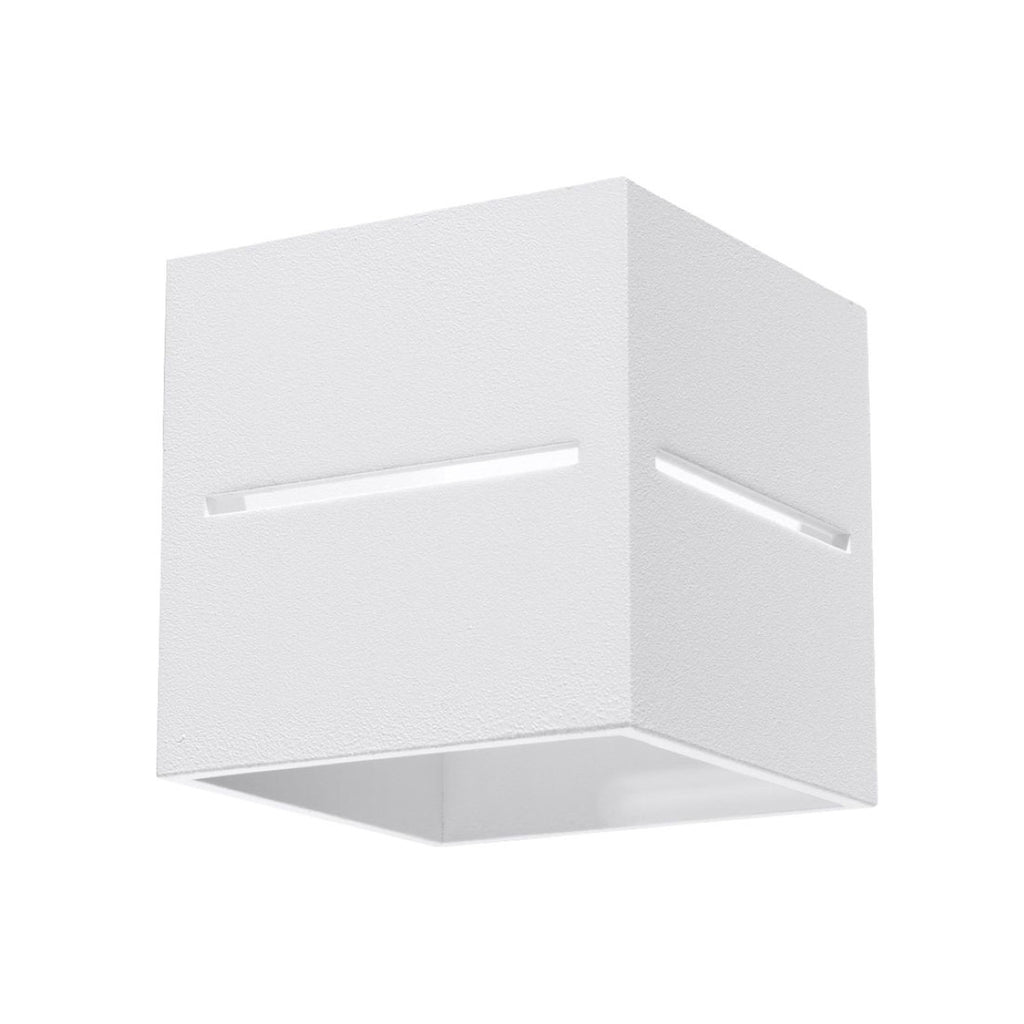 Applique Lobo blanc, cube en aluminium ajouré