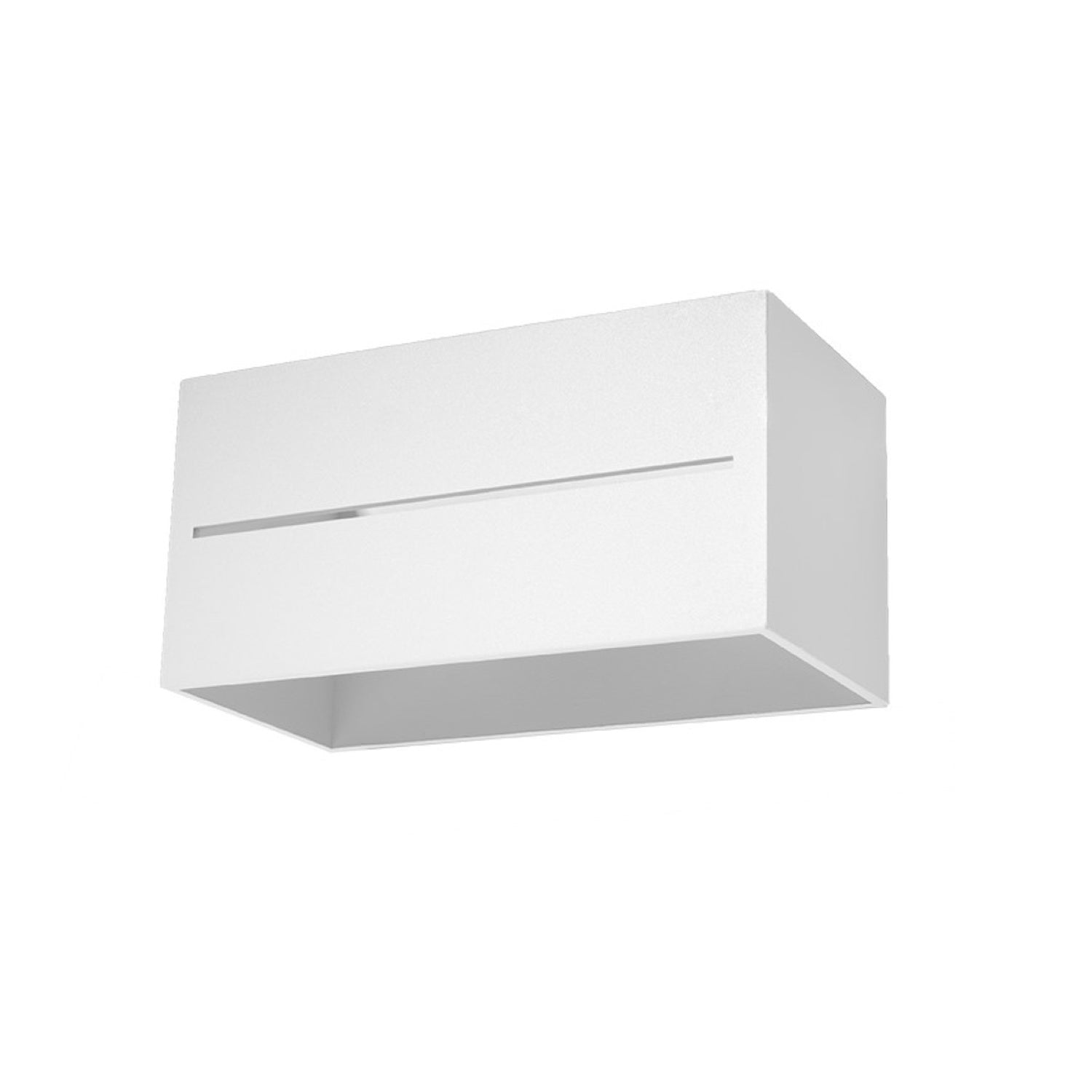 Applique Lobo Maxi, un grand caisson rectangulaire en aluminium blanc à fente linéaire