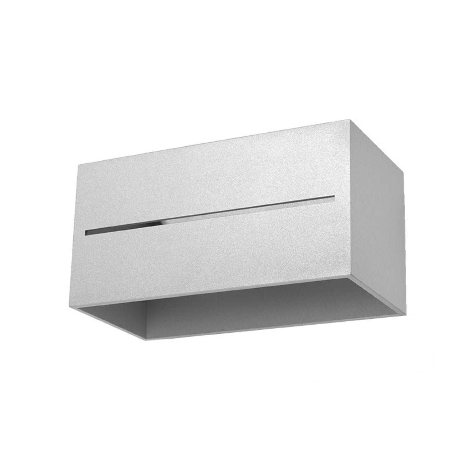 Applique Lobo Maxi, un grand caisson rectangulaire en aluminium gris à fente linéaire