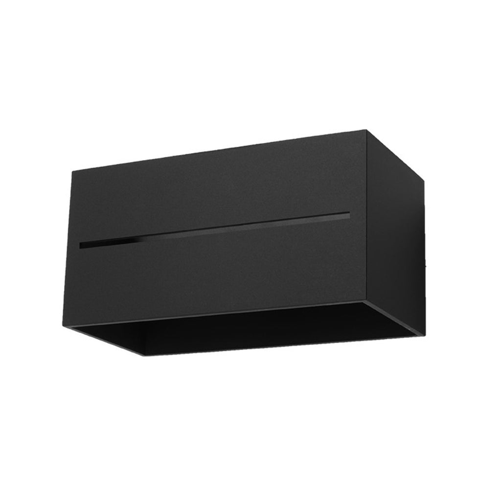 Applique Lobo Maxi, un grand caisson rectangulaire en aluminium noir à fente linéaire
