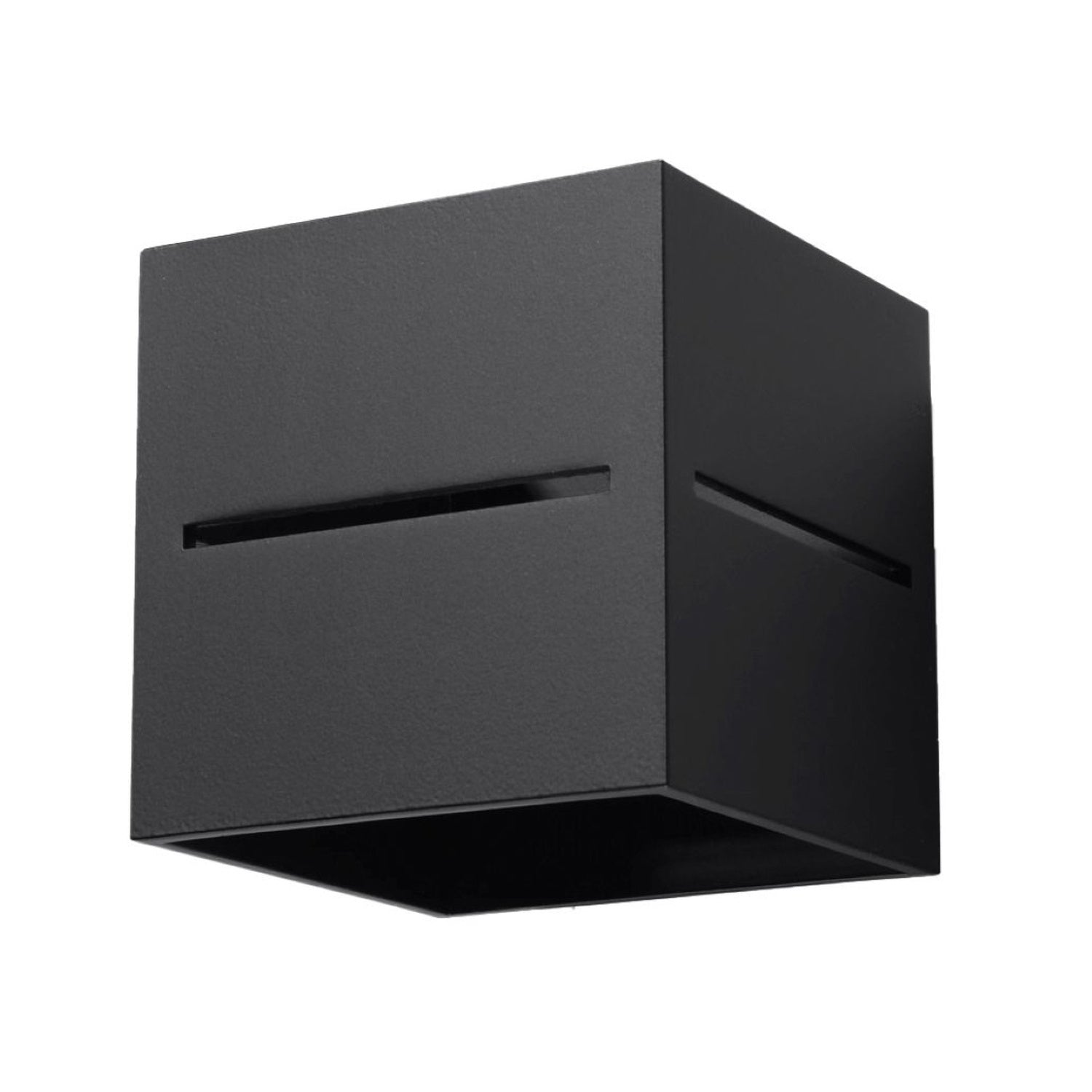 Applique Lobo noir, cube en aluminium ajouré