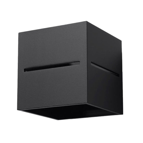 Applique Lobo noir, cube en aluminium ajouré