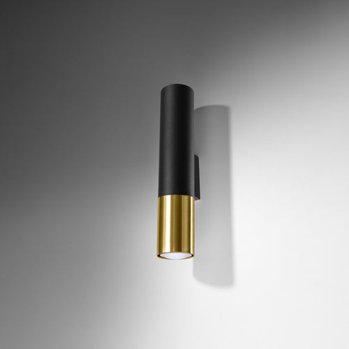Applique Loopez acier noir et doré, détail de l'embout doré brillant