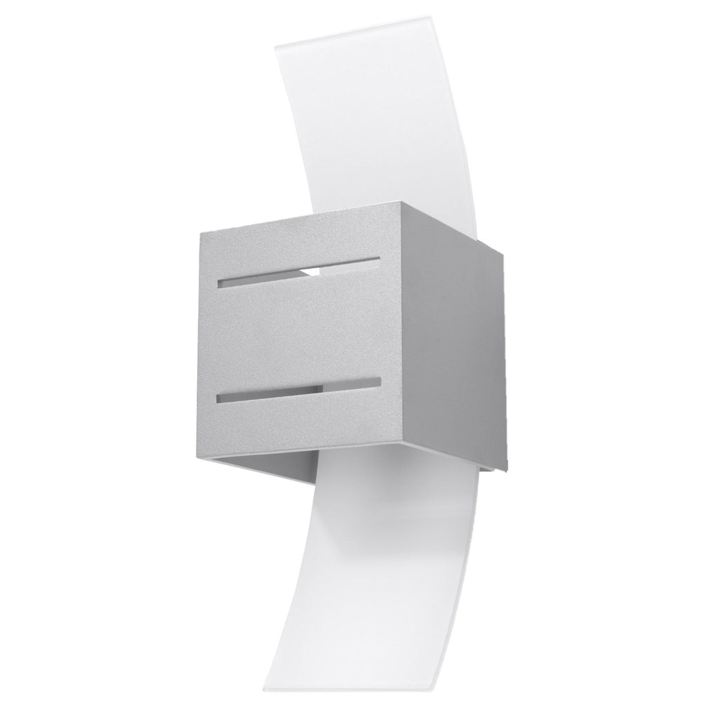 Applique Loreto gris, bloc aluminium et verre blanc bombé