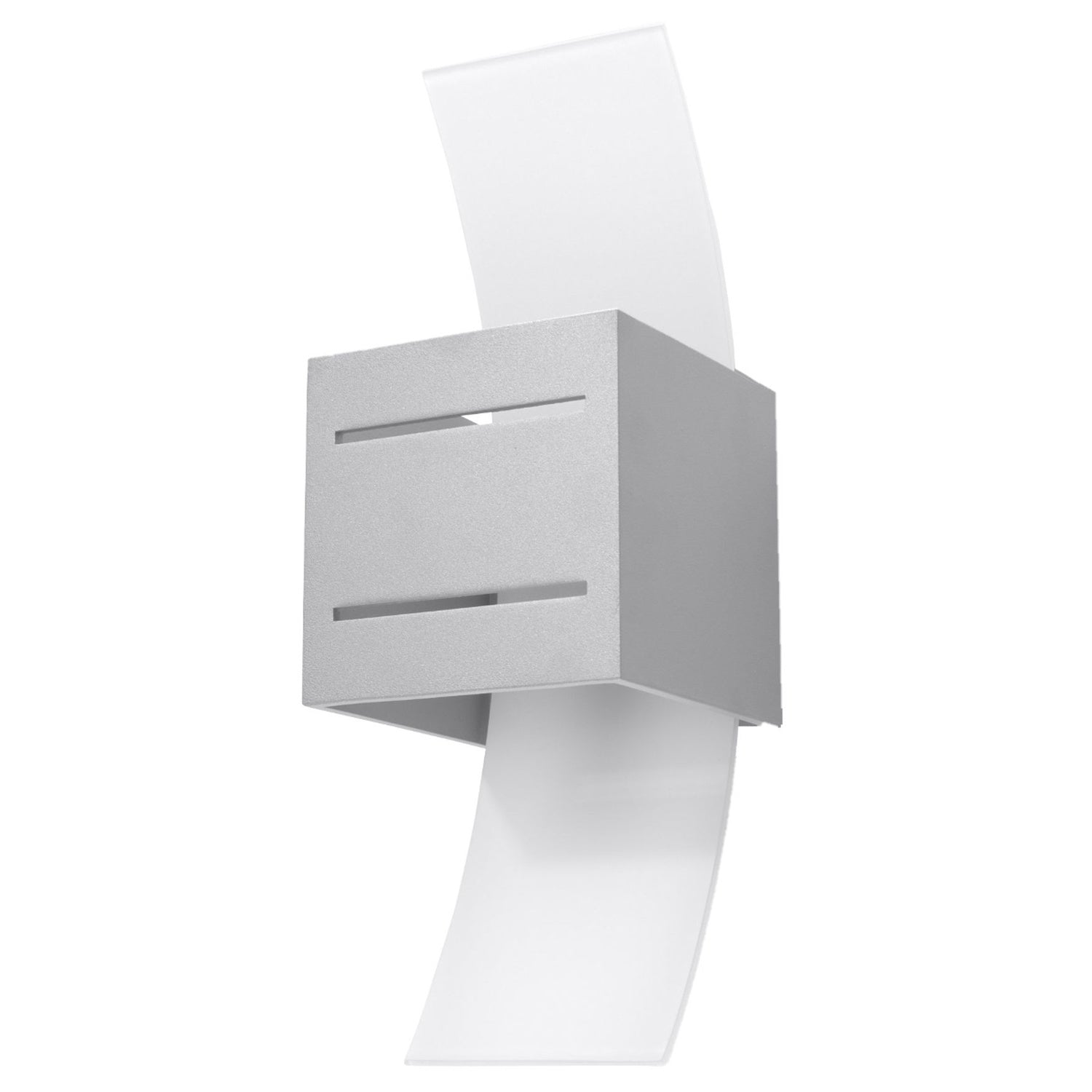 Applique Loreto gris, bloc aluminium et verre blanc bombé