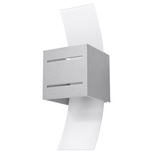 Applique Loreto gris, bloc aluminium et verre blanc bombé