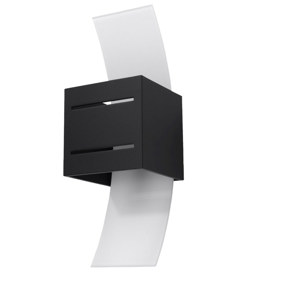 Applique Loreto noir, bloc aluminium et verre blanc bombé