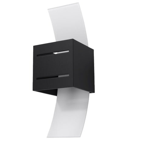 Applique Loreto noir, bloc aluminium et verre blanc bombé