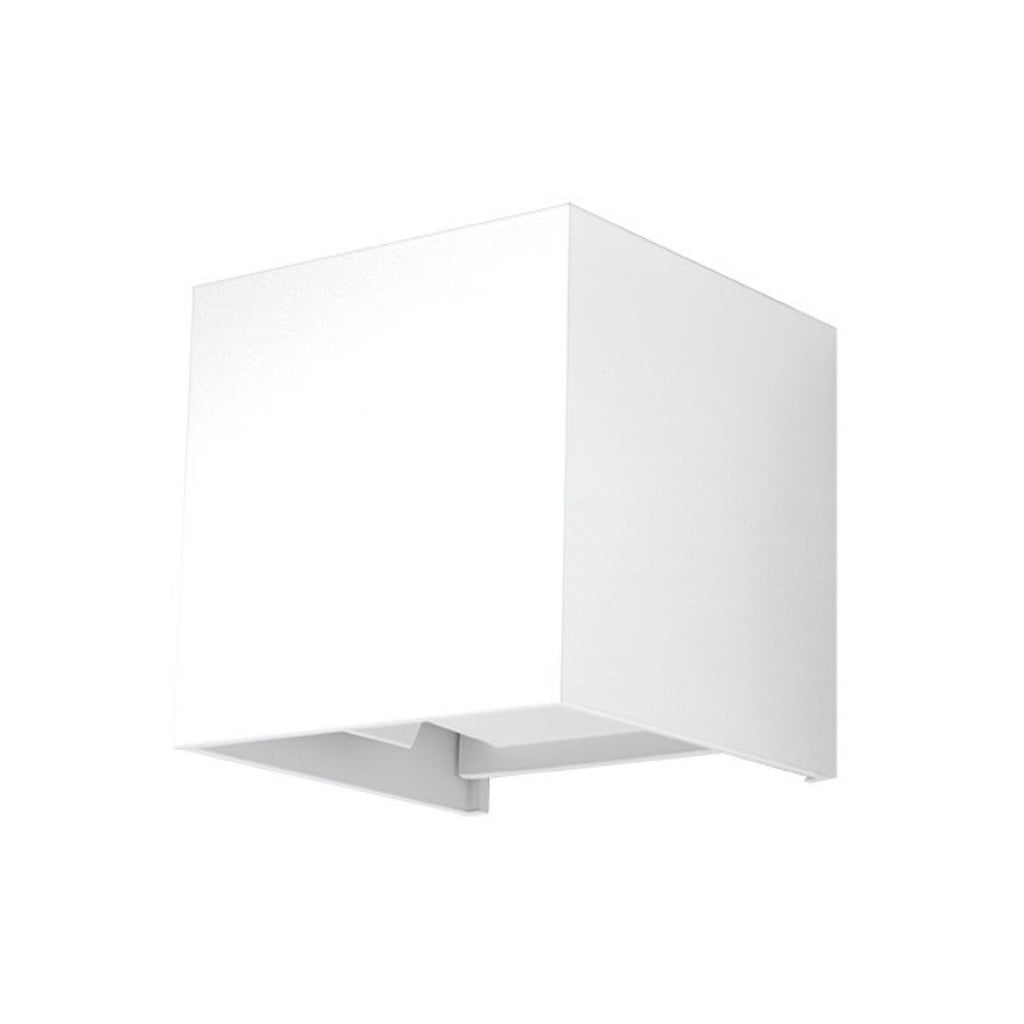 Applique Luca en aluminium blanc vue de trois quarts, éteinte