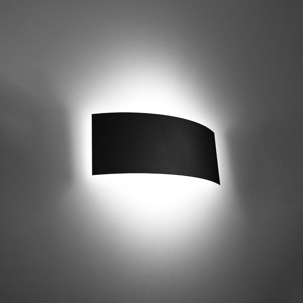 Applique Magnus acier noir allumée, lumière vers le haut et le bas