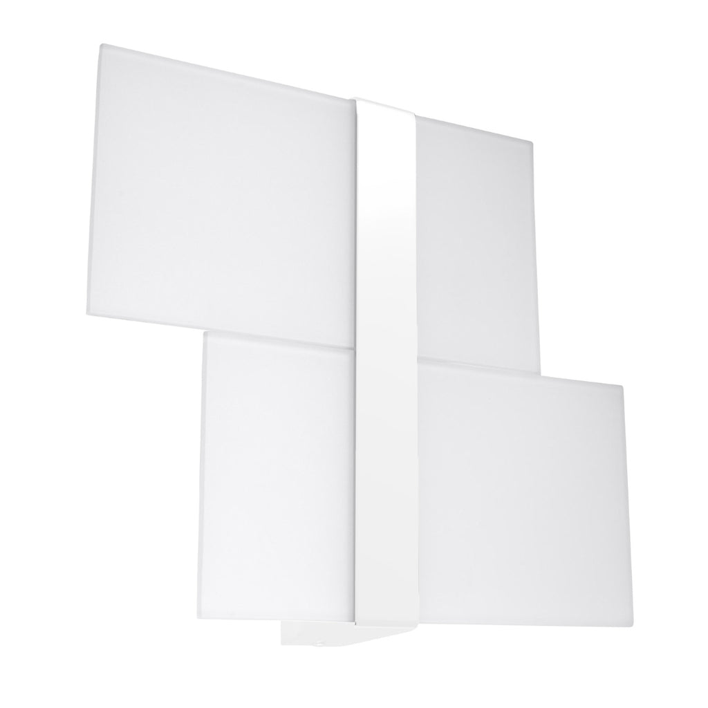 Applique Massimo verre blanc, plaques de verre blanc opale décalées en moulinet