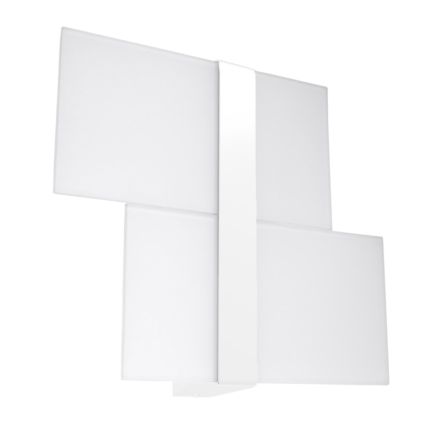 Applique Massimo verre blanc, plaques de verre blanc opale décalées en moulinet