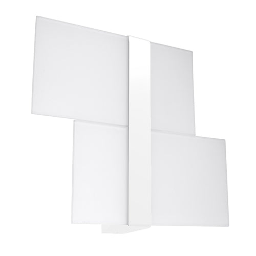 Applique Massimo verre blanc, plaques de verre blanc opale décalées en moulinet