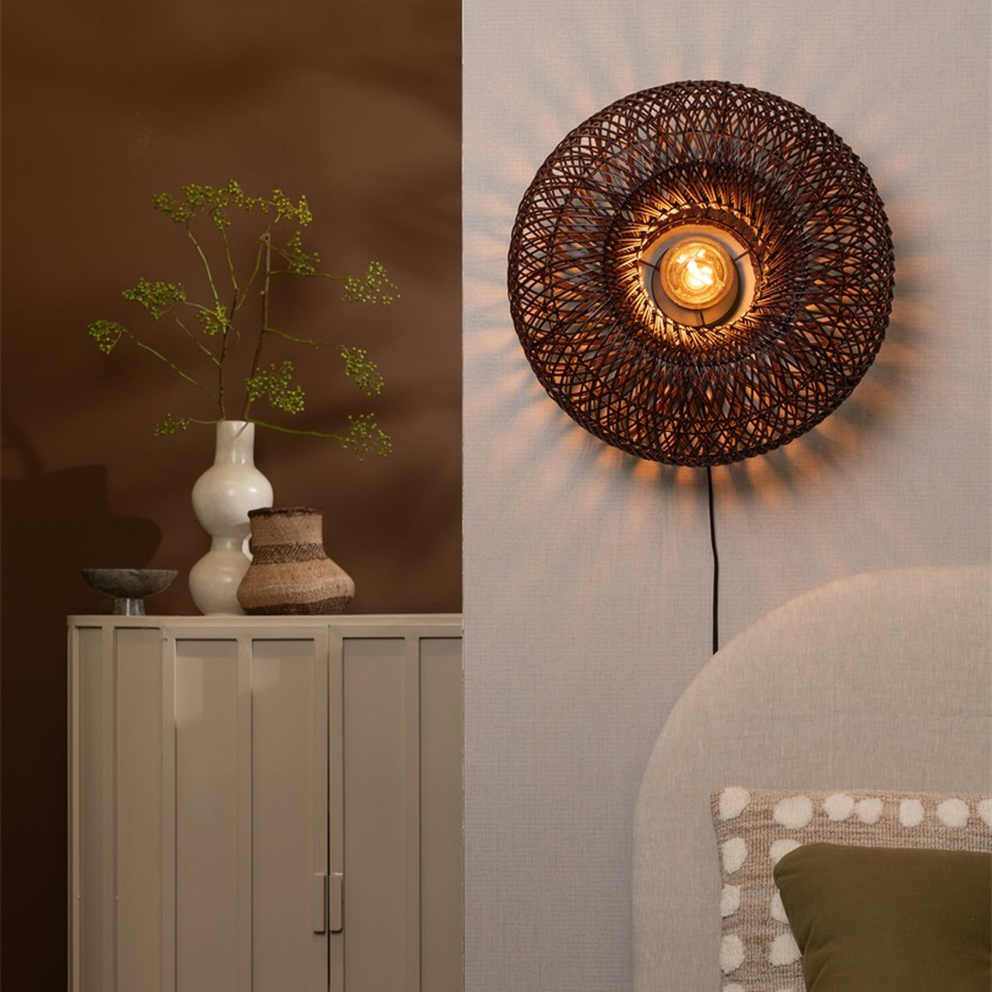Applique murale Arizona bambou bordeaux 50 cm E27, vue 5