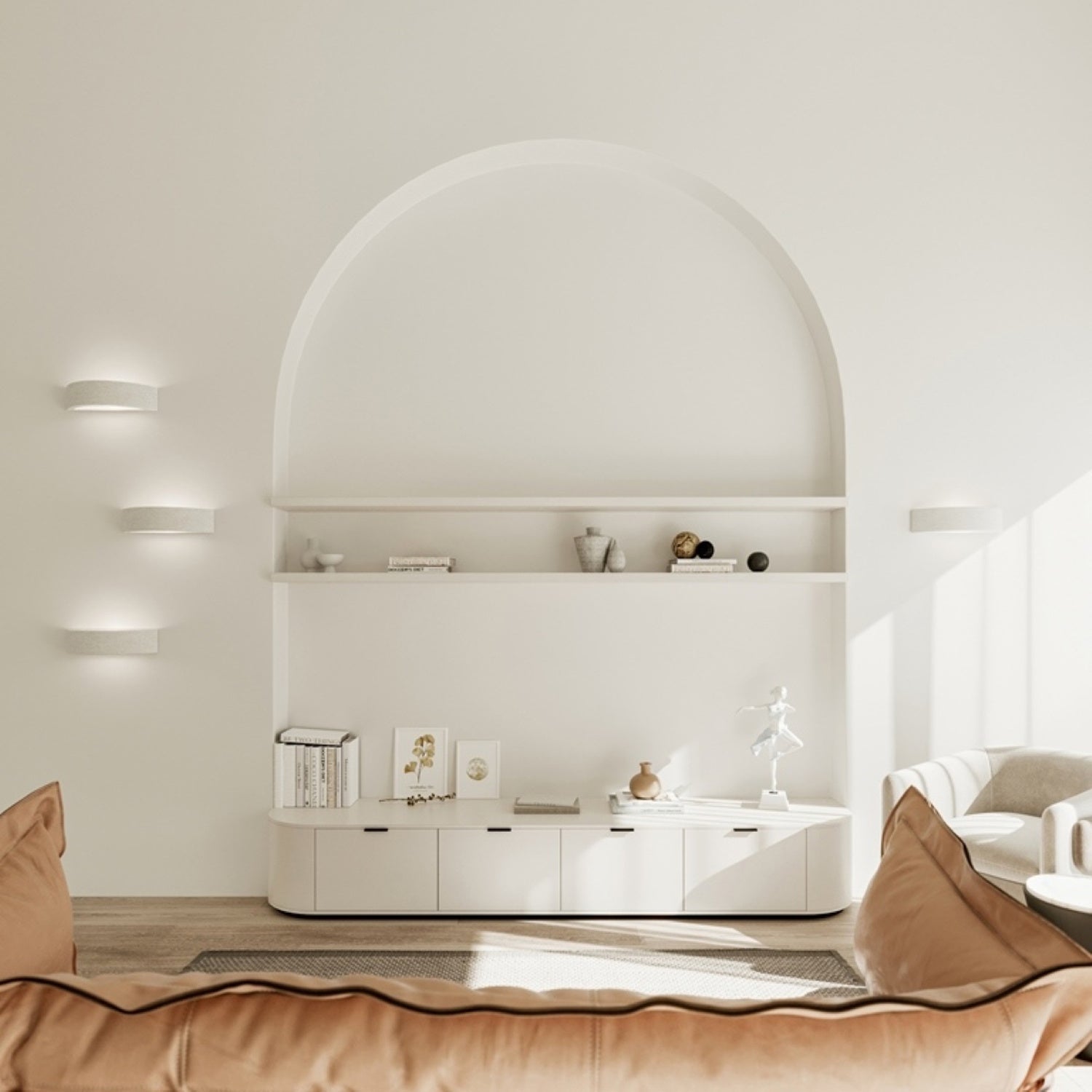 Applique murale Atena céramique blanche vue en angle intérieur épuré