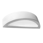 Applique murale Atena céramique blanche forme semi-circulaire allumée sur mur clair