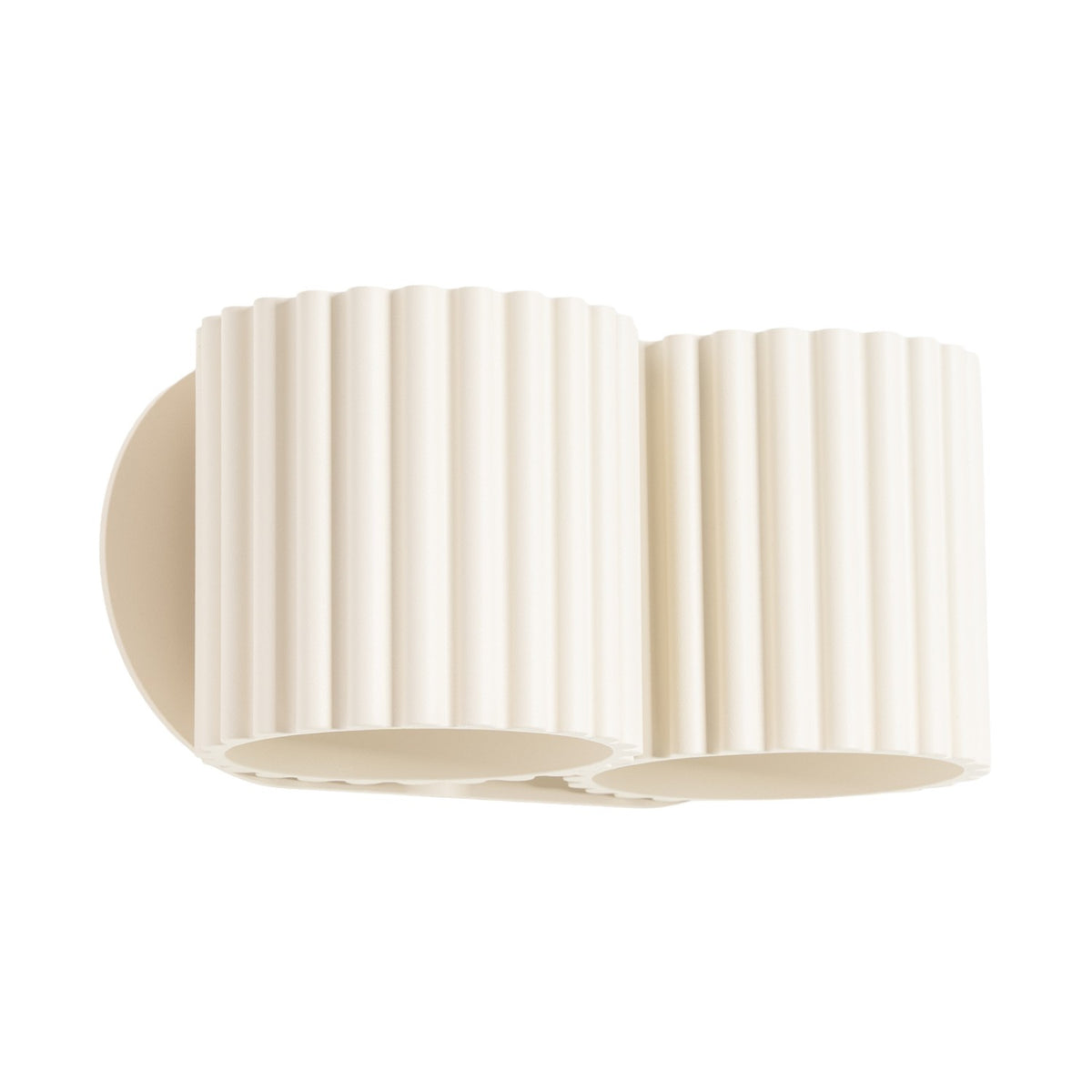 Applique murale Aura 2 en laque beige vue de trois quarts sur fond uni