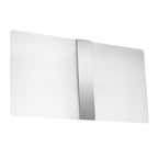 Applique murale Azalia plaque de verre blanc aux angles arrondis coupée par une bande chromée