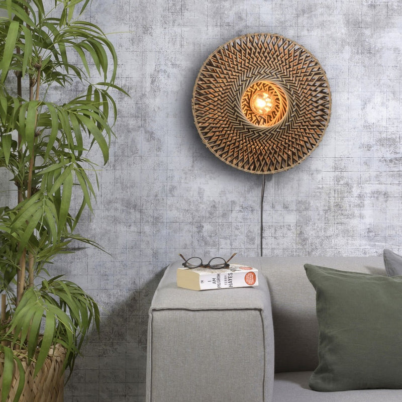 Dimensions Applique murale Bali bambou naturel et noir 44 cm E27