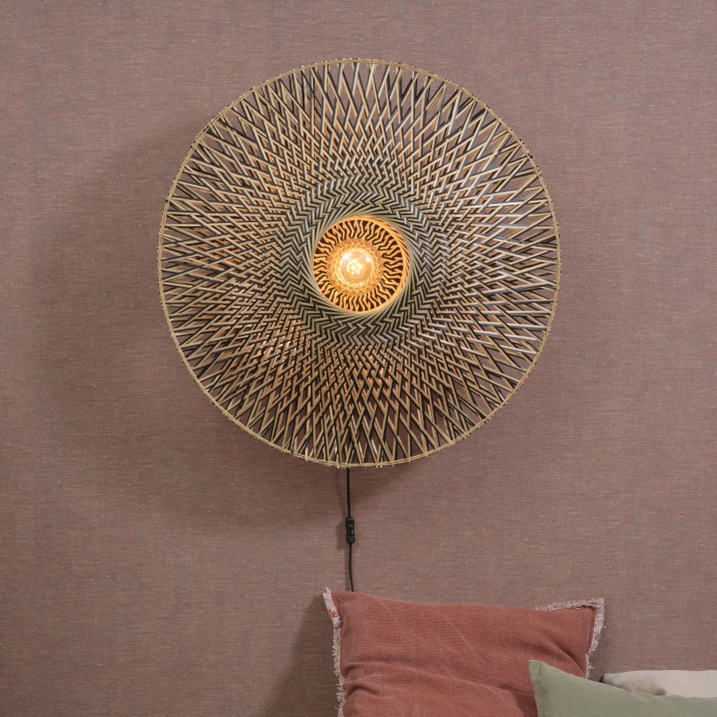 Applique murale Bali bambou naturel et noir 87 cm E27, vue 2