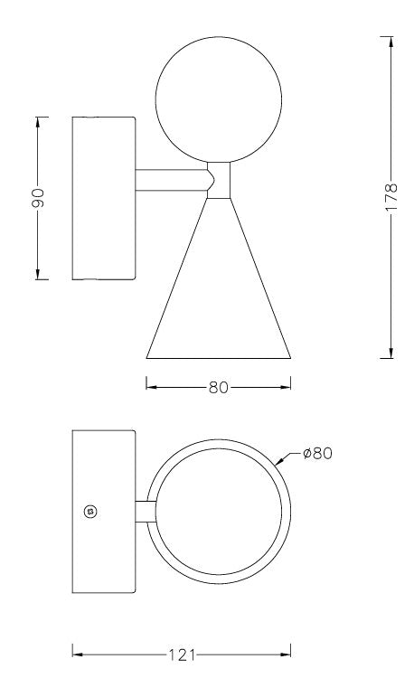 Dimensions Bingo black travertine wall light