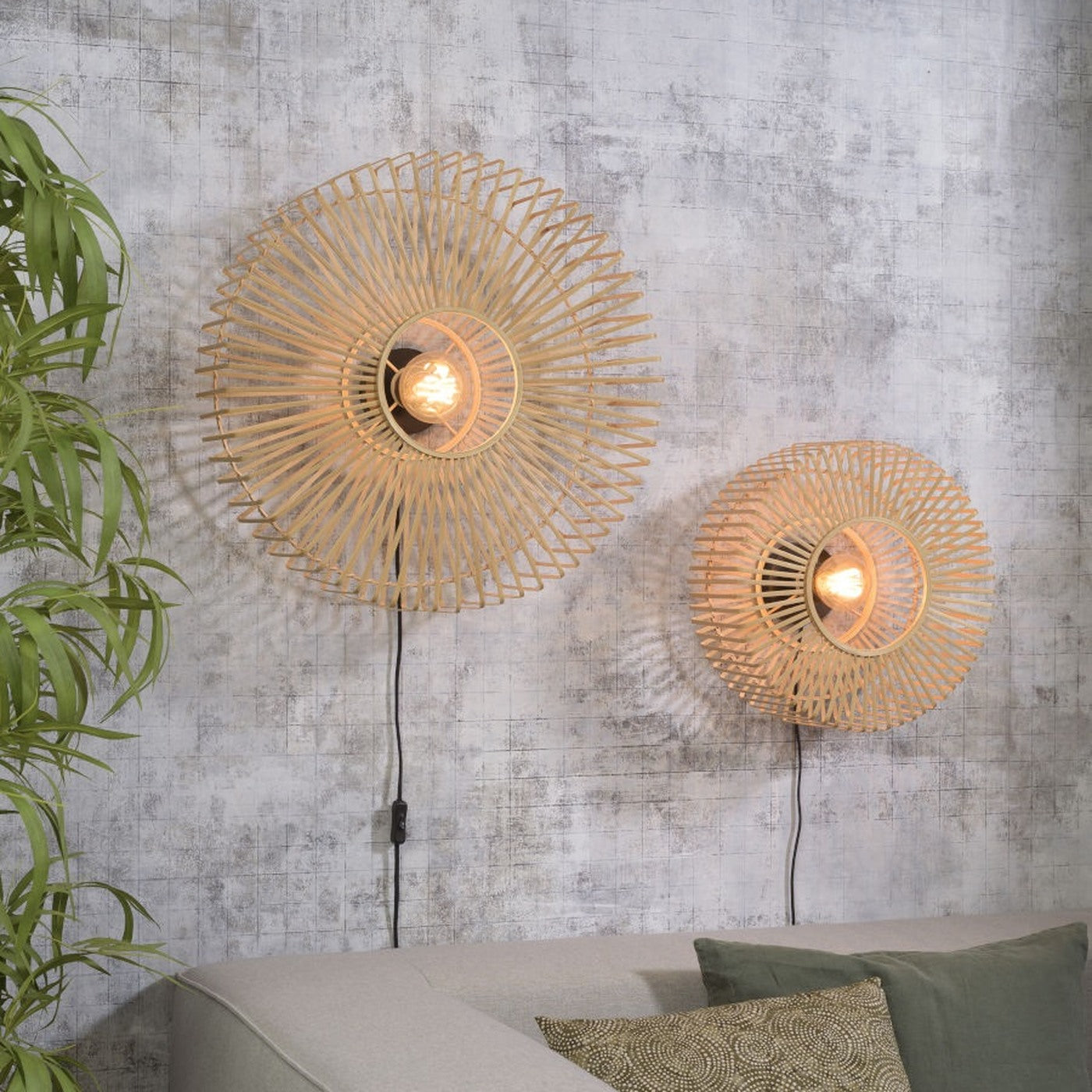 Applique murale Bromo bambou naturel 40 cm E27, vue 3