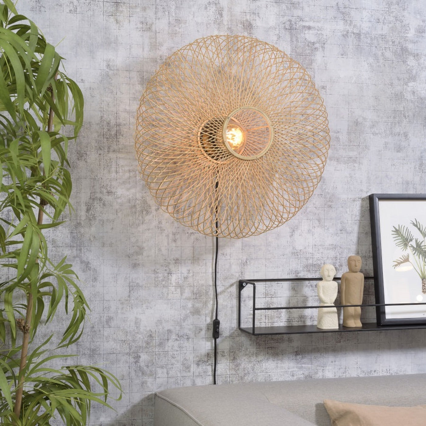 Applique murale Cango bambou naturel ellipse 60 cm E27, vue 2