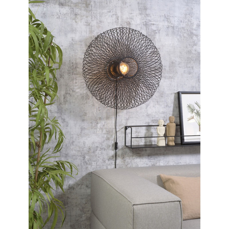 Dimensions Aplique de pared Cango bambú negro 60 cm E27