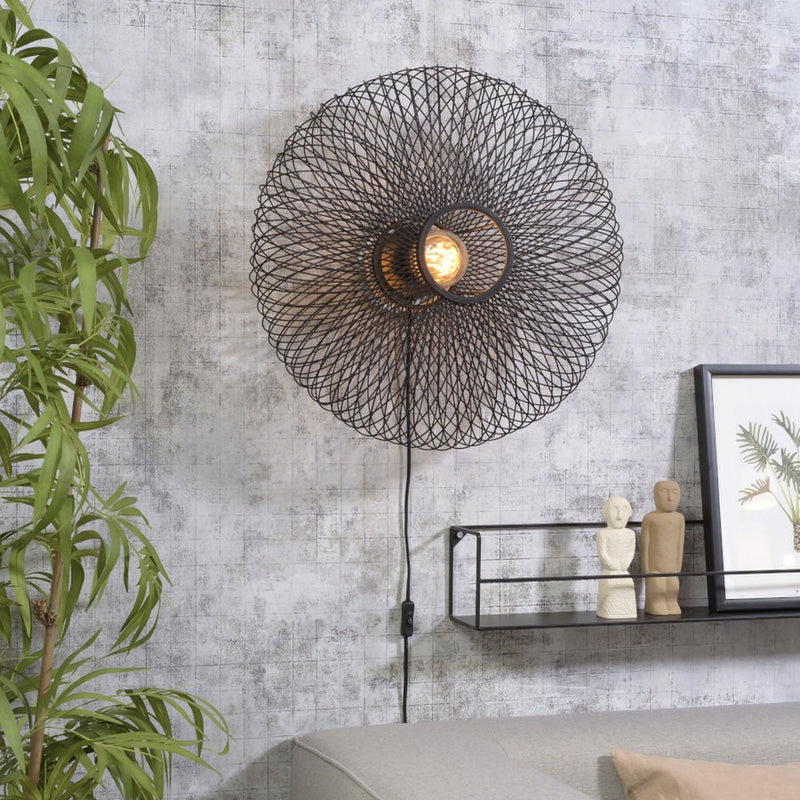 Dimensions Applique murale Cango bambou noir ellipse 60 cm E27