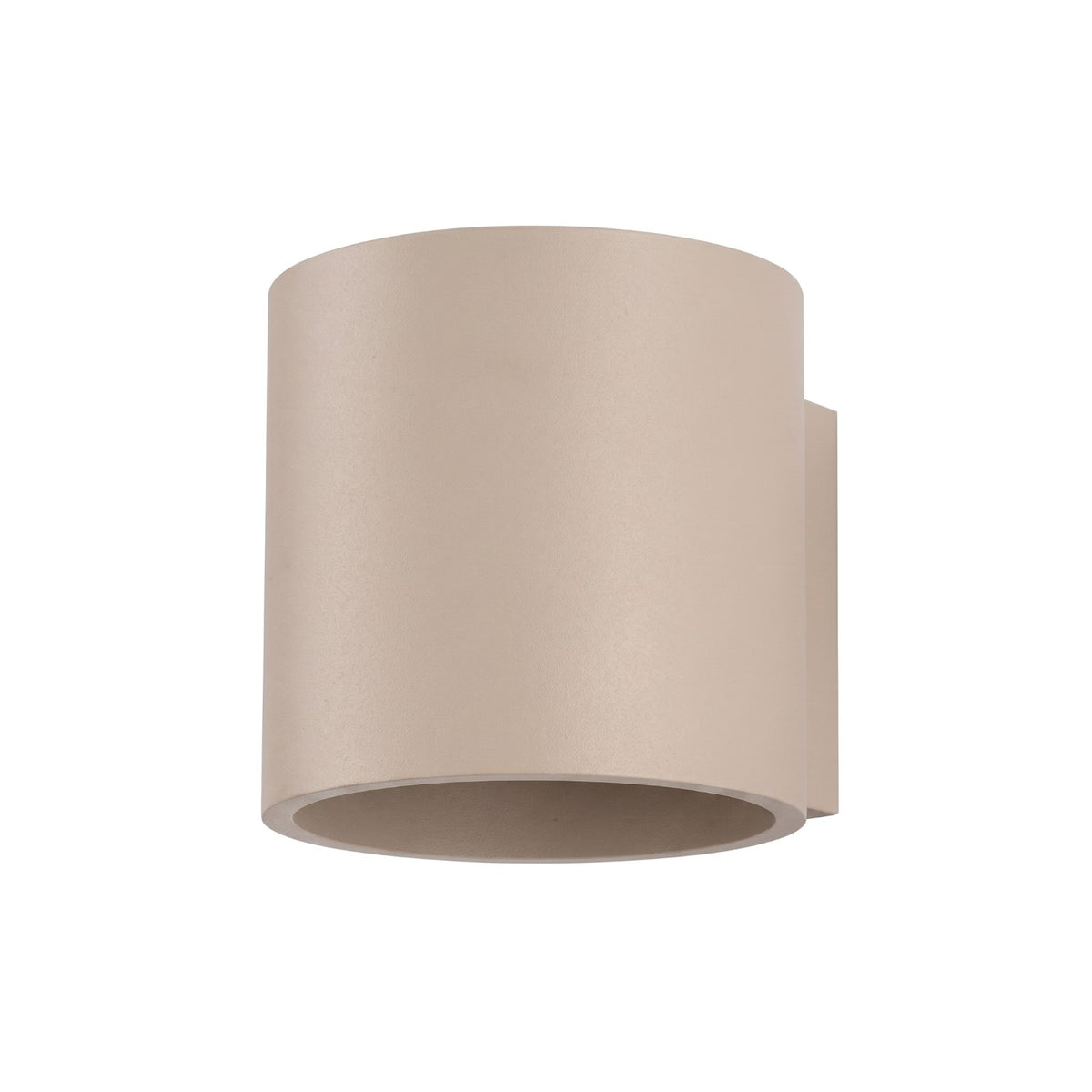 Applique murale Orbis laque taupe détourée sur fond blanc avec sa patte de fixation