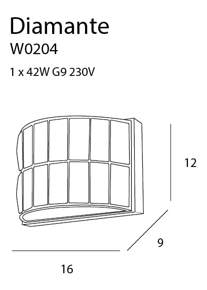 Dimensions Wandleuchte Diamante Chrom G9