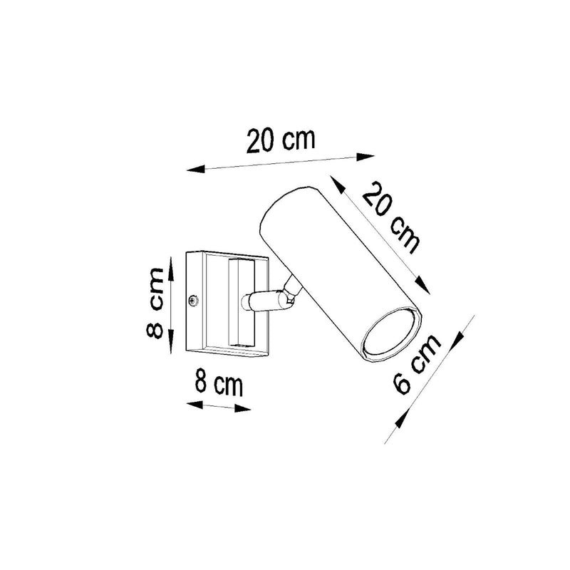 Dimensions Applique murale Direzione spot tube orientable GU10