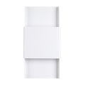 Applique murale Durlin en acier blanc vue de face avec son bandeau central et sa plaque aux bords repliés