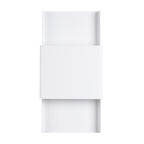 Applique murale Durlin en acier blanc vue de face avec son bandeau central et sa plaque aux bords repliés