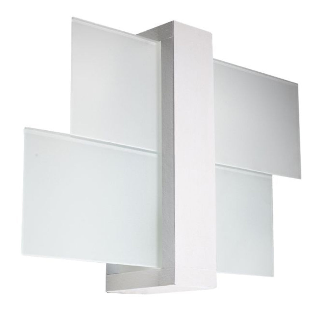 Applique murale Feniks 1 en bois laqué blanc et verre blanc mat