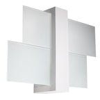 Applique murale Feniks 1 en bois laqué blanc et verre blanc mat
