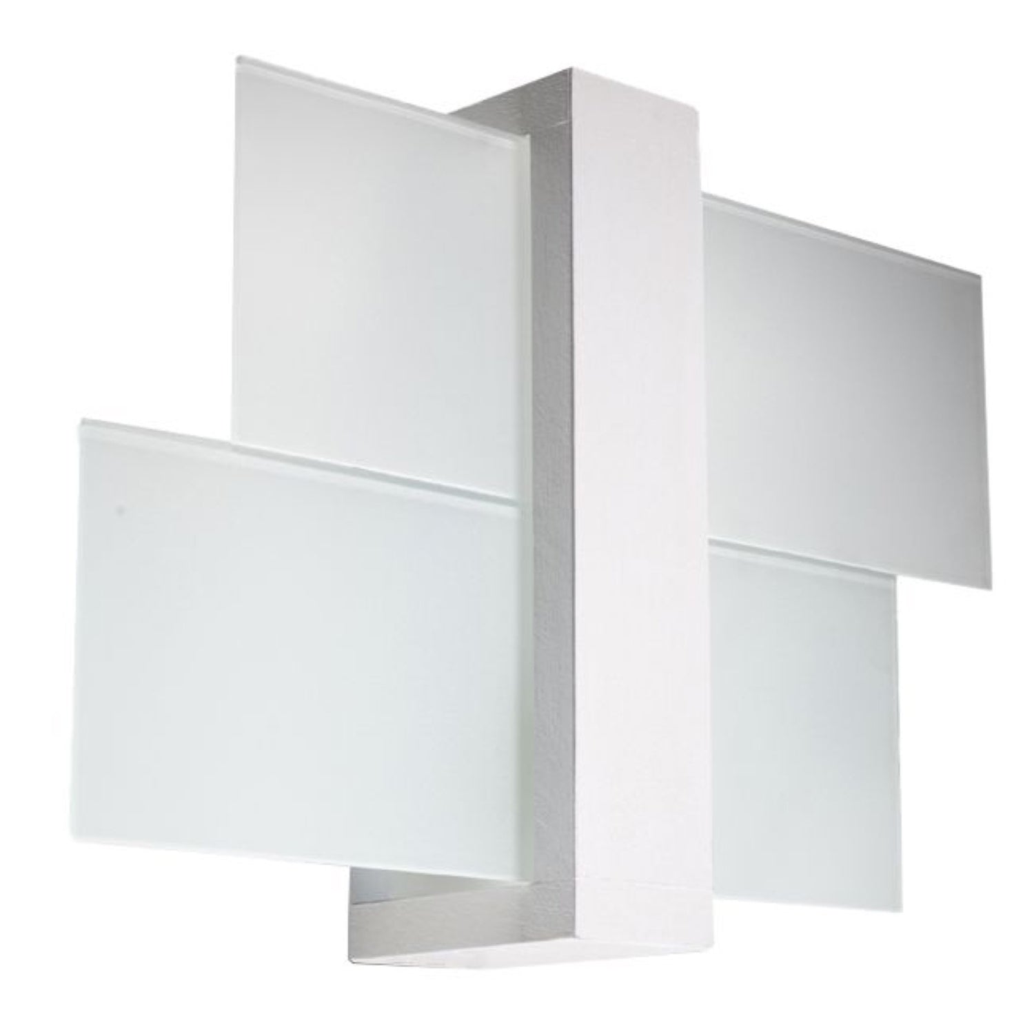 Applique murale Feniks 1 en bois laqué blanc et verre blanc mat