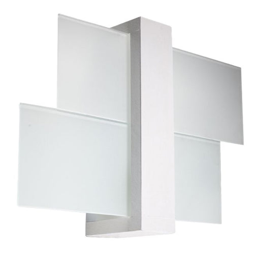 Applique murale Feniks 1 en bois laqué blanc et verre blanc mat