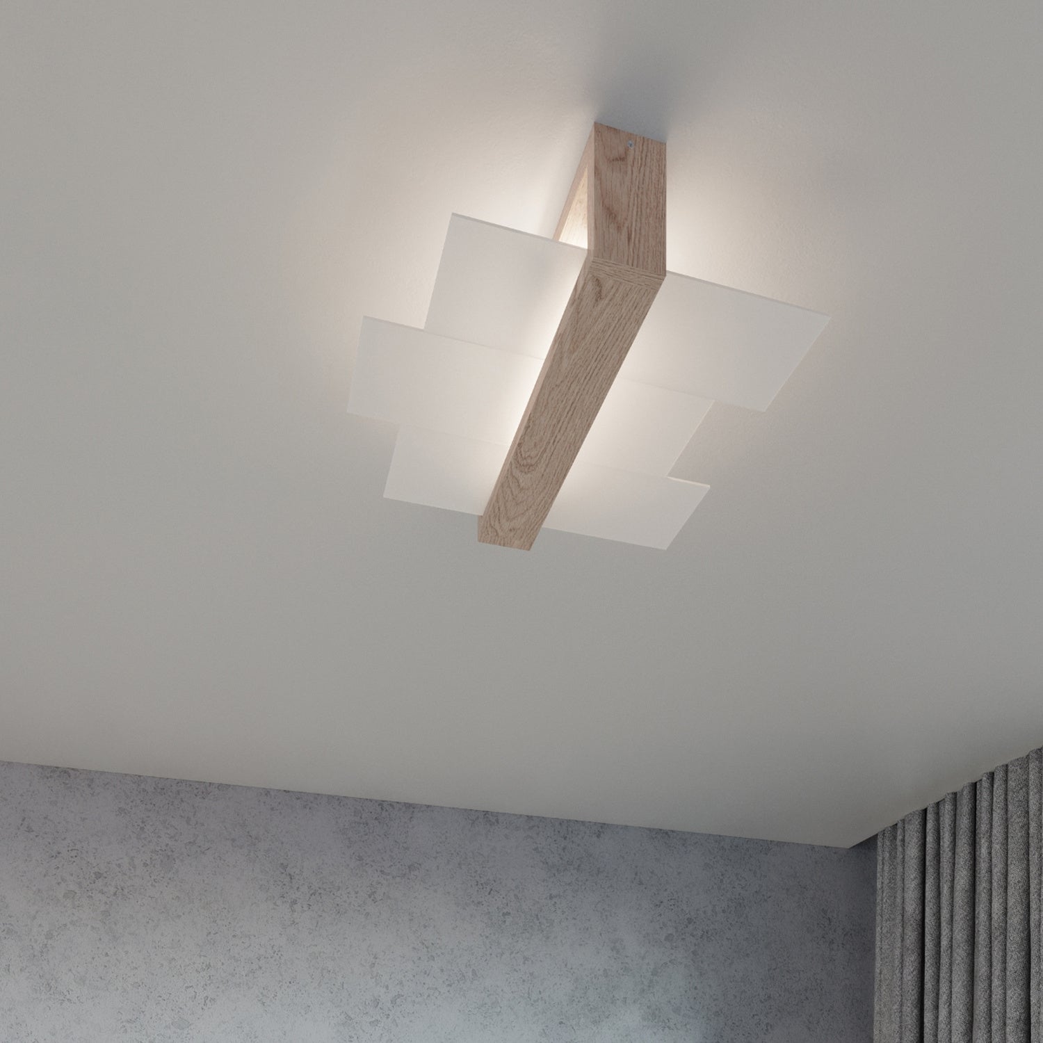 Applique murale Feniks 1 bois naturel allumée, lumière diffuse